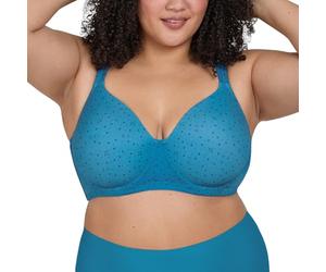 LEADING LADY, The Brigitte Full Coverage, Underwire, Lightly Padded T-Shirt Bra, Side and Back Smoothing, Adjustable Straps, Blue Cosmic Print, 50A