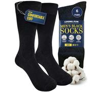 Leading Man Mens Black Socks, Plain Cotton Socks for Men, Seamless Smart Suitable for Work, Business, School, Formal and Casual Wear-Breathable Dress Socks, Black Men's Socks 6-11 (6 Pairs)