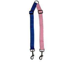 Leading Products 2 Dog lead Coupler Adjustable Double Twin Two Dog PINK & BLUE Walk Medium Large Dogs together Made in the UK