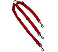Leading Products 3 Dog lead Adjustable Triple Three Dog Coupler Splitter Red (Walk Medium-Large different size dogs together) Made in the UK