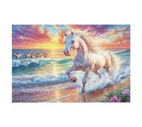 Leading Steed Through Ocean Waves 1000 Piece Pack DIY Jigsaw Puzzle Collectors Cognitive Development Educational Decorative Puzzle Gifts for Adults Rigid Cardboard 1000 PCS