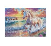 Leading Steed Through Ocean Waves 300 Piece Jigsaw Puzzle Pack Teens Beginners Cognitive Development Puzzle Fans Group Play High-grade Rigid Cardboard 300 PCS