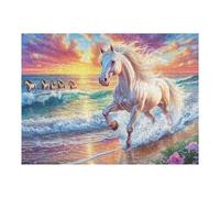 Leading Steed Through Ocean Waves 500-piece Jigsaw Puzzle Bundle Family Puzzle Lovers Brain Training Mindful Activity Spring Gift Durable Cardboard 500 PCS