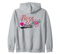 Leading Woman Floral Script Design Zip Hoodie