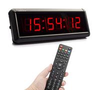 Leadleds 1.5" LED Wall Clock Gym Timer Stopwatch with Remote Control, Countdown/Up Timer for Home, Gym, Fitness, Sports, Kitchen, Office (Red)