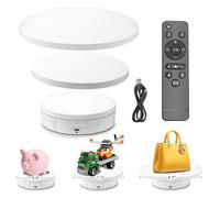 Leadleds 3 in 1 Motorized Display Turntable DC5V 360 Degree Rotating Display Stand with Remote Control for Photography and Video Shows (White)