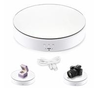 Leadleds 7.7" Motorized Rotating Display Stand, 360 Degree Electric Turntable with Adjustable Speed & Angle, USB Powered, Rotating Turntable for Display Jewelry, Watches, Jewelry, Collectibles - White