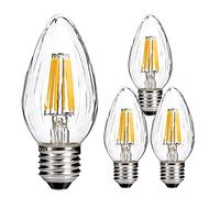 Leadleds F15 LED Candle Bulb Dimmable 6W 60W Equivalent Warm White 2700K E27 Edison Screw Filament Light Bulbs for Chandelier, Lantern Lamp 4-Pack