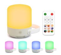 Leadleds LED Bedside Table Lamp, Rechargeable Touch & Remote Control Night Light, Dimmable RGB Color Changing Lamp, Portable Cordless Lamp for Bedroom, Living Room, Camping