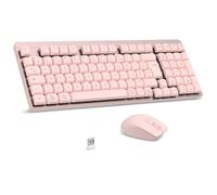 LeadsaiL FA98 Low Profile Mechanical Wireless Keyboard and Mouse Set with Red Switch, French AZERTY Connection, 2.4 GHz Connection, 98 Keys for Windows MacOS Computer PC-Pink