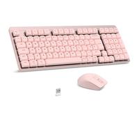 LeadsaiL FA98 Low-Profile Wireless Mechanical Keyboard and Mouse Set, 2.4G Wireless and Comfort Semi-quiet Typing, 98-Key Compact Slim 96% Keyboard for Windows/MacOS PC Laptop -Pink