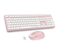 LeadsaiL K786 Spanish QWERTY Wireless Keyboard and Mouse, 2.4G Pack Wireless Keyboard Mouse, Ergonomic, 2 in 1 USB Receiver, Full Size Keyboard and Mouse for Mac, PC, Laptop-Pink