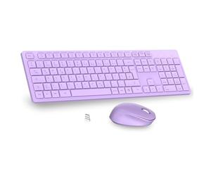 LeadsaiL K786 Wireless Keyboard and Mouse Set QWERTZ German Wireless Keyboard with Mouse, Silent Typing, 2.4GHz with Nano USB Receiver 2 in 1 for PC/Laptop