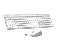 Leadsail K786 Wireless Keyboard Mouse Set with Number Keypad, QWERTZ German Layout, 2.4GHz Wireless with 2-in-1 USB Receiver, 12 Months Battery Life for PC/Laptop/Windows (White and Grey)