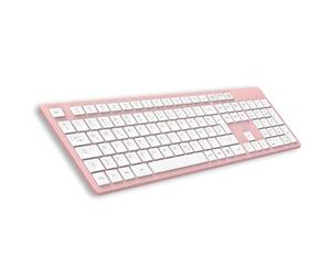 LeadsaiL K786 Wireless Keyboard QWERTZ German 2.4 GHz USB Multimedia Keys Quiet for PC Laptop Windows Pink and White