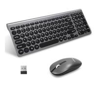 LeadsaiL KF29 Wireless Keyboard and Mouse Set, Wireless USB Mouse and Compact Computer Keyboards Combo, QWERTY UK Layout for HP/Lenovo Laptop and Mac-Grey