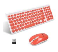 LeadsaiL KF29 Wireless Keyboard and Mouse Set, Wireless USB Mouse and Compact Computer Keyboards Combo, QWERTY UK Layout for HP/Lenovo Laptop and Mac-Coral