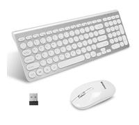 LeadsaiL KF29 Wireless Keyboard and Mouse Set, Wireless USB Mouse and Compact Computer Keyboards Combo, QWERTY UK Layout for HP/Lenovo Laptop and Mac-Silver