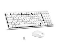 LeadsaiL Low Profile Mechanical Keyboard, FA98 Pack Wireless Keyboard and Mouse with Red Switch, 2.4GHz Connection, Linear Keys QWERTY Spanish Keyboard with Numeric Keypad for Windows, Mac-Silver