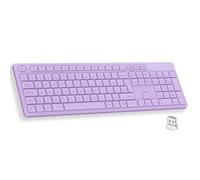 LeadsaiL Wireless Keyboard UK QWERTY | Ultra-Slim Design with 12 Dedicated Hotkeys, 2.4G Wireless & Silent Typing for PC/Laptop (Purple)