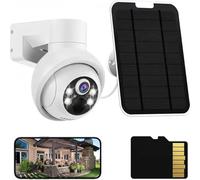 LeadsaiL Solar Security Cameras Outdoor, 4MP PTZ Solar Panel for Security Cameras, Battery Powered Wireless Cameras for Home with 128GB Card, PIR Motion Detection, Color Night Vision, Work with Alexa