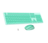 LeadsaiL Wireless Keyboard and Mouse, Ergonomic Wireless Keyboard and Mouse, Spanish QWERTY, Full Size with Numeric Keypad, USB Receiver 2.4 GHz for Mac, PC, Laptop-Mint Green