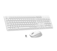 LeadsaiL Wireless Keyboard and Mouse, Ergonomic Wireless Keyboard and Mouse, Spanish QWERTY, Full Size with Numeric Keypad, USB Receiver 2.4 GHz for Mac, PC, Laptop-White