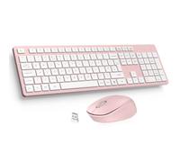 LeadsaiL Wireless Keyboard and Mouse Set, 2.4GHz USB Computer Keyboards and Mouse Combo, Ergonomic Design with 12 Multimedia Shortcuts for HP/Lenovo Laptop and Mac-Pink