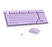LeadsaiL Wireless Keyboard and Mouse Set, 2.4Ghz Wireless, UK Layout, Low-Profile Red Switch, 98-Key Compact Slim Mechanical Keyboard and Silent Mouse for Windows/MacOS PC Laptop - Lavander