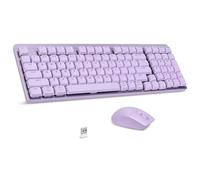 LeadsaiL Wireless Keyboard and Mouse Set, 2.4Ghz Wireless, US Layout, Low-Profile Red Switch, 98-Key Compact Slim Mechanical Keyboard and Silent Mouse for Windows/MacOS PC Laptop - Purple
