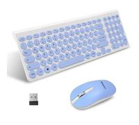 LeadsaiL Wireless Keyboard and Mouse Set - Ergonomic Design With Quiet Buttons, German QWERTZ Layout for MacOS PC, Laptop - Blue
