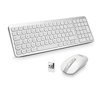 LeadsaiL Wireless Keyboard and Mouse Set, Wireless USB Mouse and Compact Computer Keyboards Combo, QWERTY UK Layout for HP/Lenovo Laptop and Mac-Silver