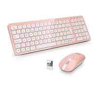 LeadsaiL Wireless Keyboard and Mouse Set, Wireless USB Mouse and Compact Computer Keyboards Combo, QWERTY UK Layout for HP/Lenovo Laptop and Mac-Pink