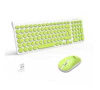 LeadsaiL Wireless Keyboard and Mouse, Silent Wireless Keyboard and Mouse, Spanish QWERTY, Compact, Numeric Keypad, USB Receiver 2.4 GHz, Portable Mouse for Mac, PC, Laptop-Green
