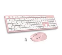 LeadsaiL Wireless Keyboard and Mouse, Wireless Mouse and Keyboard Kit for Computer USB 2.4 GHz, Full Size, Quiet, Ergonomic, Numeric Keypad, Italian QWERTY Layout for HP/Lenovo/Mac-Rosa
