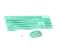 LeadsaiL Wireless Keyboard and Mouse, Wireless Mouse and Keyboard Kit for Computer USB 2.4 GHz, Full Size, Quiet, Ergonomic, Numeric Keypad, Italian QWERTY Layout for HP/Lenovo/Mac-Mint Green