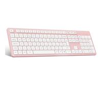 LeadsaiL Wireless Keyboard, Full-Sized Ergonomic Computer Pink Keyboard, UK Layouty, 2.4GHz Wireless and Noiseless Typing,12 FN Shortcuts for Windows Laptop Computer