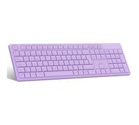 LeadsaiL Wireless Keyboard QWERTY Spanish Ergonomic Full Size USB Keyboard, Numeric Keypad, 12 Multimedia Shortcuts for Windows Mac PC Laptop-Purple