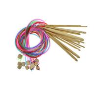 LEADSDGE 12Pcs Wood Tunisian Crochet Hook with Cable 3.0mm-10mm Circular Knitting Needle for Knitting Blanket Tapestry Making Easy Size Identification Needle