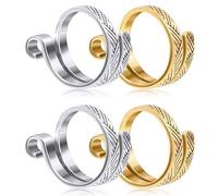 LEADSDGE 4 Pieces Adjustable Knitting Loop Crochet Loop Rings Open Finger Holder Rings Adjustable For Faster Knitting Yarn Guide