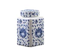 LEADSDGE Blue White Ceramics Gingers Jar for Storing or As a Decorative Vases in Any Room Temple Jar Vases