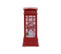 LEADSDGE Christmas Red Phone Booth Led Light Santa Snowflake Ornament For Festival Desktop Central Decoration