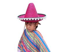 LEADSDGE Mexicans Sombrero Straw Hat DiaDeMuertos Costume Cap Party Decoration Child Sun Protective Headdress Festival PanamaHat Wide Brim Photo Prop