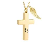 LEADSDGE Pet Loss Cremation Necklace Rustproof Metal Crossed Urn Pendant Necklace With Secure Memory Storage For Remembrances Urn Memorial Jewelry