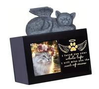 LEADSDGE Resins Pet Ashes Box Cats Photo Customize Ashes Keepsakes Memory Funeral Box For Grieving Owners Pet Owners Remembrances