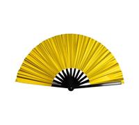 LEADSDGE Silver Backing Coated 10 Inch Fan for Dance and Martial Art Producing Sound and Shimmering Effects Silver Fan