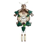 LEADSDGE Wall Hanging Clock European Retro Styles Deer Head Sculpture Wall Clock Including Quiet Movement Indoor Accessories