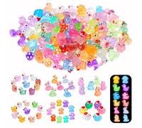 LEADSTAR 100 Pcs Mini Resin Animals Luminous, Mini Ducks, Little Plastic Ducks Resin Axolotls Cute Colorful Glow in the Dark Little Small Animal Figures for Fairy Garden Dollhouse Plant Decorations