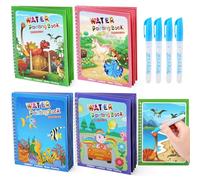 LEADSTAR 4 PCS Magic Water Colouring Books for Kids, Reusable Magic Water Paint Coloring Books for Toddler, 3 4 5 6 Year Old Boys Girls Gifts Educational Learning Doodle Toy, Travel Toys
