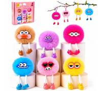 LEADSTAR 6Pcs Cute Plush Keyrings for Kids, Monster Keychain Multipack, Party Bag Fillers and Party Favours, Goodie Bags, Pinata Toys, Classroom Prizes, Birthday Gifts for Boys Girls